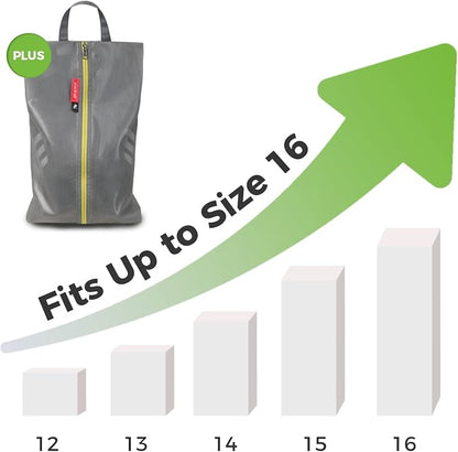 pack all Plus-Sized Shoe Bag for Travel, Water-Resistant Shoe Pouch | Odor-Resistant, Dustproof, Portable, Soccer Cleats & Gym Storage, Fits Up to Size 16, 2 Pack, Grey - Image 2