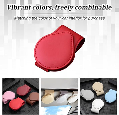 Sunglasses Holder for Car Visor, Magnetic Leather Sun Visor Eyeglasses Hanger & Ticket Card Clip, for Most Cars - Image 6