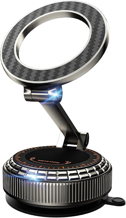 Metal Magnetic Car Phone Holder for Magsafe Phone, Carbon Fiber | 360° Adjustable Car Phone Mount, Suction Cup Phone Holders for Your Car for iPhone 17-12 Pro Max Air Plus & Android by Unknown