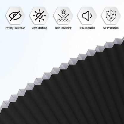 Myshade Arch Window Shades Half Circle Blackout Cellular Shades Cordless No Drill Blinds for Windows Half Moon Honeycomb Fabric No Tools Room Darkening Shades Easy Install (1PCS Black 96" W X 48" H) - Image 6