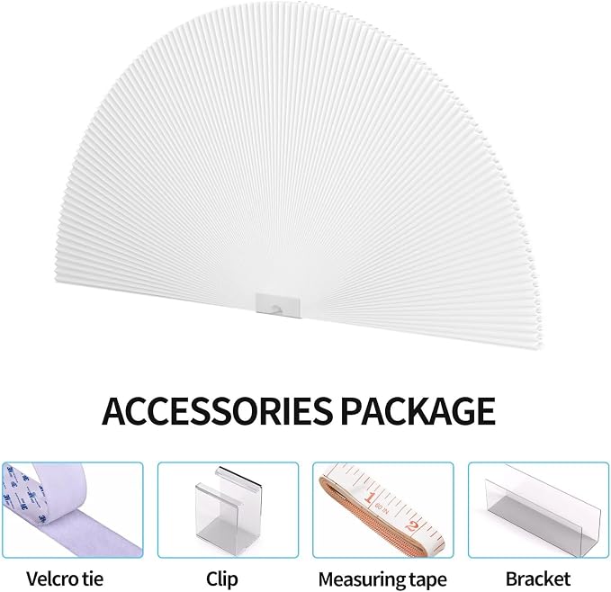 Myshade Arch Window Shades Half Circle Light Filtering Cellular Shades Cordless No Drill Blinds for Windows Half Moon Honeycomb Fabric No Tools Shades Easy Install (2PCS White 24" W X 12" H) - Image 5