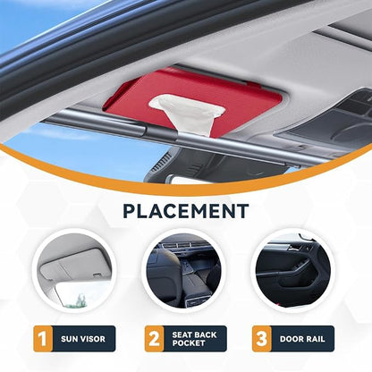 ASUBHA Car Tissue Holder, Sun Visor Organizer, Rectangular Sun Visor Napkin, Visor Accessories Car Napkin Holder Universal for Cars, SUVs, Trucks (red) - Image 5