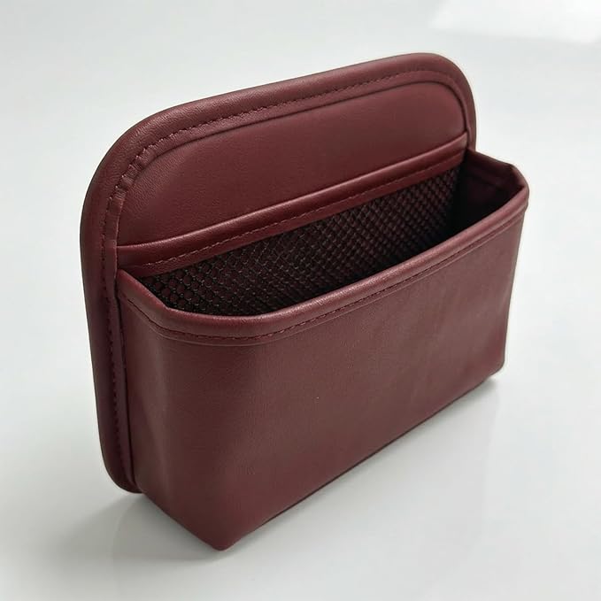 Car Seat Side Storage Bag, PU Leather Automotive Console Seat Gap Filler Organizer, Multifunctional Mini Vehicle Door Side Pouch for Phones, Keys, Wallets, Sunglasses (Red) by Unknown