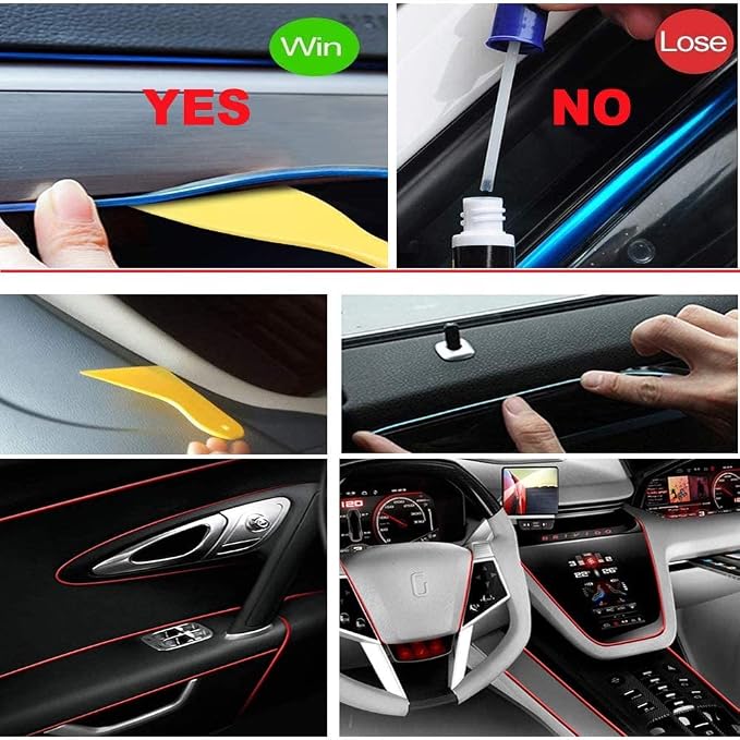 El Wire Blue Interior Car LED Strip Lights, 5M Neon Wire USB 5V with Fuse Protection for Automotive Interior Decoration, with 6mm Sewing Edge - Image 6