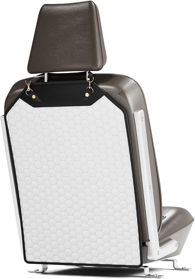 Kick Mat Back Seat Protector - Car Back Seat Cover for Kids Feet - Waterproof & Sturdy Protector for Upholstery from Dirt, Mud, Scratches and Stain (White) by OwleysCarAccessories