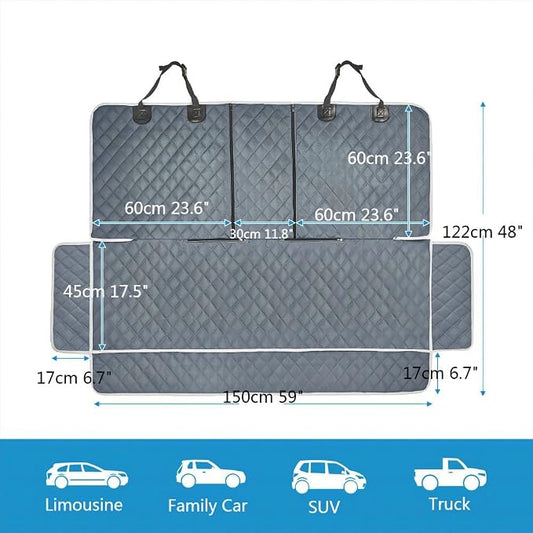 ANOSOSPECIAL Grey Dog Car Seat Cover for Back Seat X-Large,Non-Stick Fur,Pet-Friendly and Waterproof - Universal Fit Interior Protector for Auto, Van, SUV - Ideal for Kids and Pets (X-Large) - Image 2