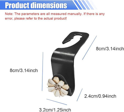 Craedli 2PCS Bling Car Seat Headrest Hook, Cute Rhinestone Flower Seat Back Storage Organizer Hanger Car Purse and Bag Hooks Holder, Universal Interior Accessories for Handbag Grocery Bag Coat (White) - Image 2