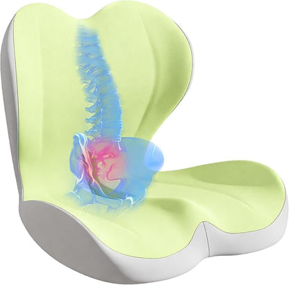 Seat Cushion for Office Chair, Ergonomic Cushion with Lumbar Support Pillow | Orthopedic Memory Foam Coccyx Cushion for Tailbone & Sciatica Pain Relief, Ideal For Office Chairs, Car Seats, Wheelchairs by Unknown