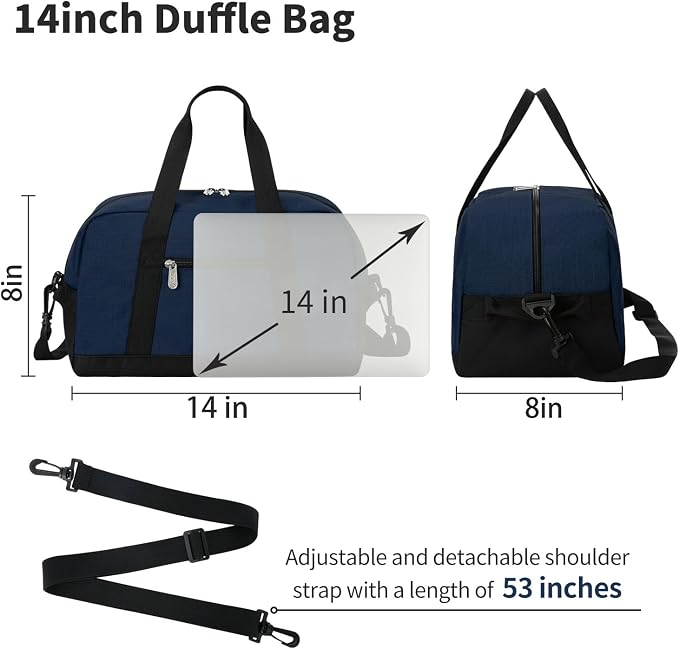 Apenze Small Gym Bag 14 inch Duffel Bag | Mini Carry On Bag, lightweight,Travel Sport ,Navy Blue - Image 6