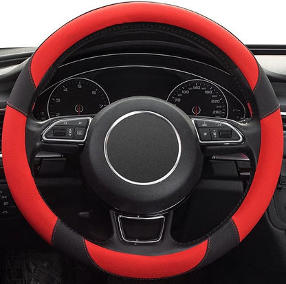 Red Steering Wheel Cover with Microfiber Leather for Car Truck SUV, Anti-Slip Steering Wheel Cover 15 inchs - Image 2