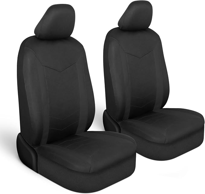Motor Trend SpillGuard 2 Black Seat Covers for Cars & Seat Covers for Trucks - Neoprene Lining Waterproof Car Seat Covers Front Seats Only - SUV Seat Covers Protector - Forros para Asientos de Carro by MotorTrend
