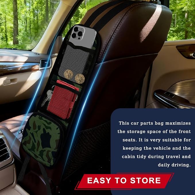 Car Seat Side Storage Pocket, Car Seat Organizer Hanging Bag (1, Camouflage) - Image 5