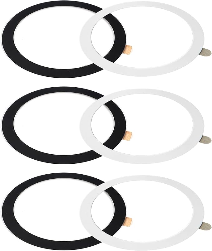 TENOC Universal Metal Ring Sticker, 6Pcs, Black+White | Compatible with iPhone/Samsung/Android Cellphones, Magnetic Phone Charger/Mount/Holder Conversion by TENOC