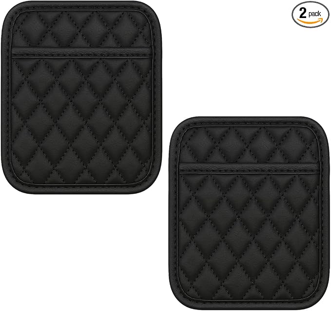 2PCS Car Side Pocket Organizer, Universal Waterproof PU Leather Auto Seat Gap Filler Storage Bag, Self-Adhesive Multifunctional Car Door Sunglasses Holder Pouch for Phone, Card (M) by Unknown