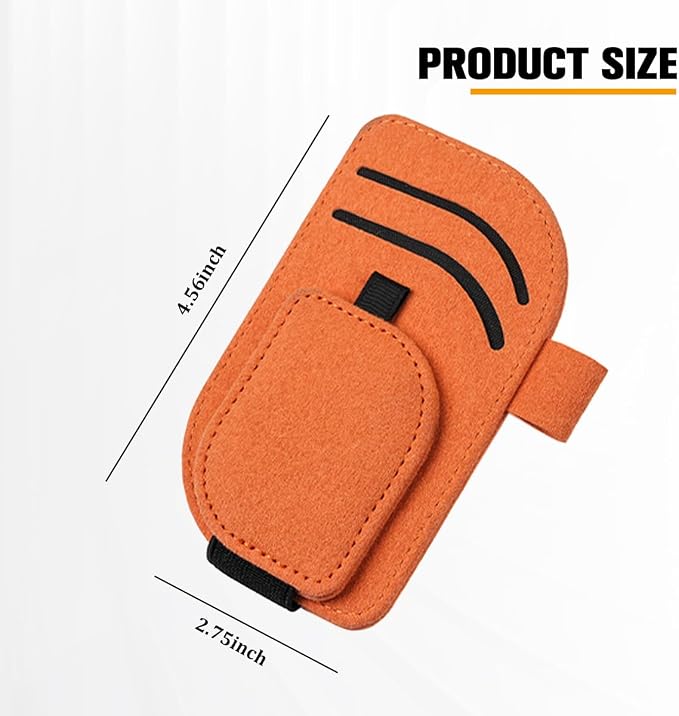 Car Sun Visor Organizer, Multi-Pocket Vehicle Sunglass Card Holder with Pen Slot, Automotive Interior Sunshade Glasses Storage Organizer, Universal Fit (Orange) - Image 2