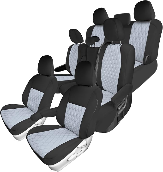 FH Group Custom Fit Car Seat Covers Specifically Made for Toyota Sienna 2011-2020, Car Seat Cover Full Set, 8 Seater Automotive Seat Covers in Solid Gray Neoprene, Waterproof and Washable Seat Covers by FHGroup