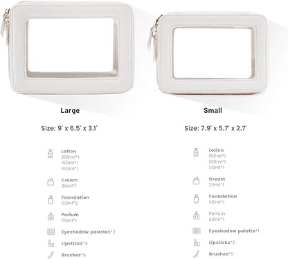 Aveniee Clear Makeup Bag Organizer,Large Travel Toiletry Bag for Women, Waterproof Cosmetic Pouch with Zippers,Car Organizers and Storage Case for Accessories,White - Image 3