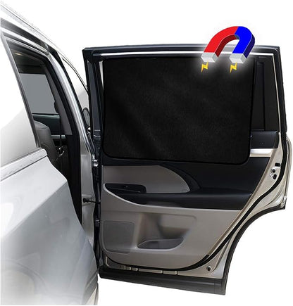 Car Side Window Sun Shade - Universal Reversible Magnetic Curtain for Baby and Kids with Sun Protection Block Damage from Direct Bright Sunlight, and Heat - 1 Piece of Solid Black by ggomaART