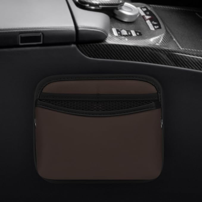 Accmor Universal Car Side Pocket Organizer, PU Leather Car Pocket Pouch for Car Seat, Door, Window, Console, Cards Trash Cell Phone Sunglasses Holder for Car, Brown - Image 5