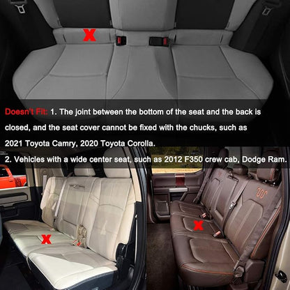 Black Panther Luxury PU Leather Rear Car Seat Cover Adjustable Length (49-55'') Back Bench Seat Protector Fits 90% Standard Two-seat Rear Row, for Seat Bottom Only, Triangle Quilted Design, Gray - Image 7