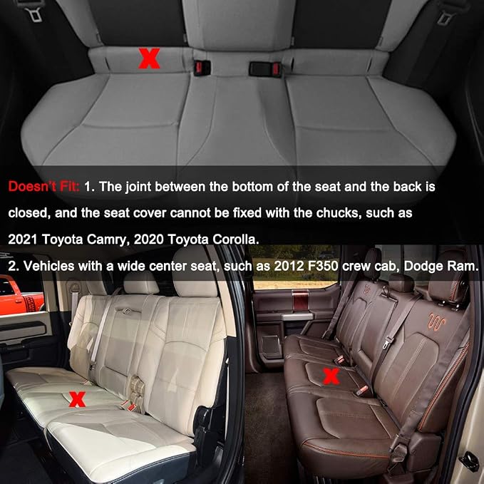 Black Panther Luxury PU Leather Rear Car Seat Cover Adjustable Length (49-55'') Back Seat Protector Fits 90% Vehicles (Sedan SUV Truck), for Seat Bottom Only, Triangle Quilting Design, Black - Image 7