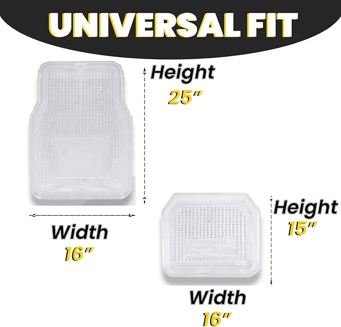 Zento Deals Car Floor Mat - Clear All Weather Floor Mat - Heavy Duty Weather Protection Mats – Universal Fit 4pc Front and Rear – Non Slip Car Van SUV Protection Liner - Image 2