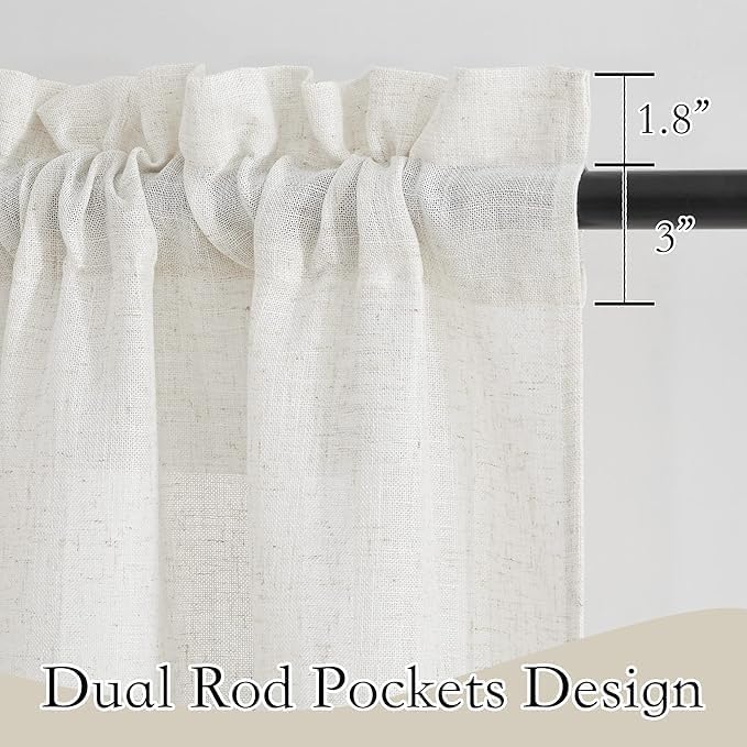 RYB HOME Thick Linen Curtains 84 inches Long for Dining Room | Machine Washable, Light Filtering, Soft Textured, Wrinkle Resistance, Boho Farmhouse, Rod Pocket, W42 x L84, Linen, 2 Panels - Image 2