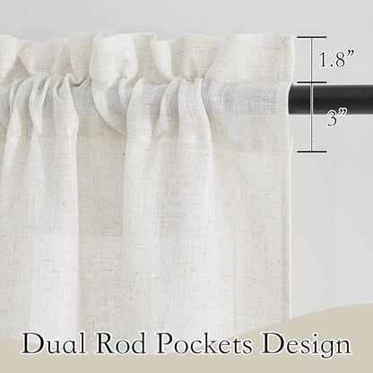 RYB HOME Thick Linen Curtains 84 inches Long for Dining Room | Machine Washable, Light Filtering, Soft Textured, Wrinkle Resistance, Boho Farmhouse, Rod Pocket, W42 x L84, Linen, 2 Panels - Image 2