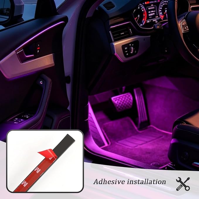 Car Interior LED Light with Wireless Remote & APP Control, Vehicle Under Dash Footwell Light with Music Sync Mode, USB Port Automotive Inside Ambient Strip Lighting, Universal Fit (72 LED) - Image 6