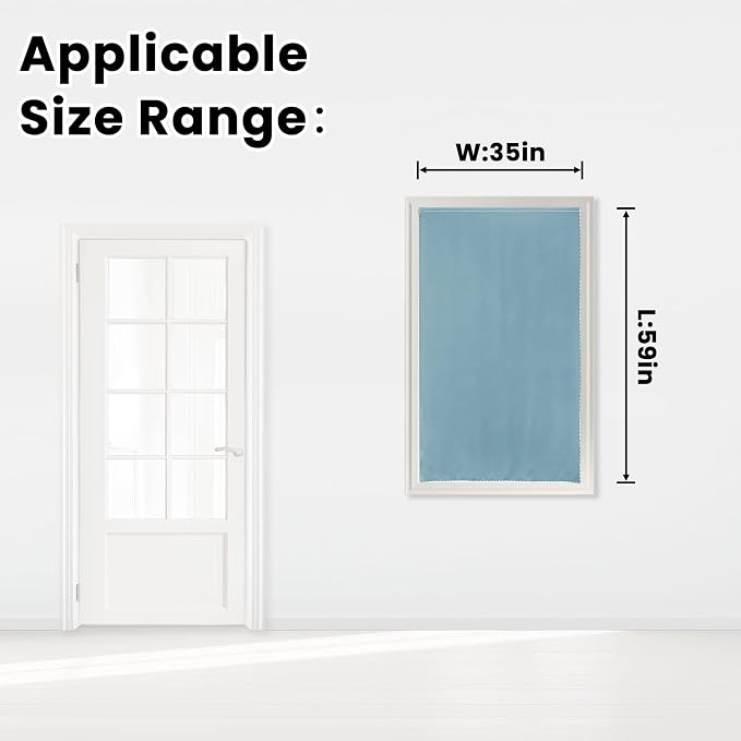 Self Adhesive Curtains, Black Out Shade for Window, Blackout Fabric Temporary Window Coverings Easy to Hang Curtains No Rod Needed, Use for Bedroom, Room, Kitchen, 35"W X 59"L, Lake Blue, 1 Panel - Image 7