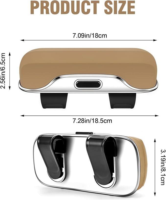 Sunglasses Holder for Car Sun Visor – Soft Vehicle Interior Glasses Organizer Box Accessories,Protective Automotive Eyeglasses Storage Case Hanger,Universal for SUV Sedan Truck (Beige) - Image 6