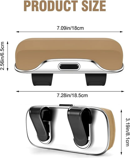 Sunglasses Holder for Car Sun Visor – Soft Vehicle Interior Glasses Organizer Box Accessories,Protective Automotive Eyeglasses Storage Case Hanger,Universal for SUV Sedan Truck (Beige) - Image 6