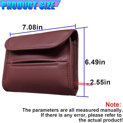 Craedli Car Tissue Holder for Seat Back, PU Leather Backseat Tissue Box Cover, Rectangular Auto Headrest Napkin Case Tissues Storage Organizer for Sedan RV Truck, Keep Car Tidy (Red) - Image 2