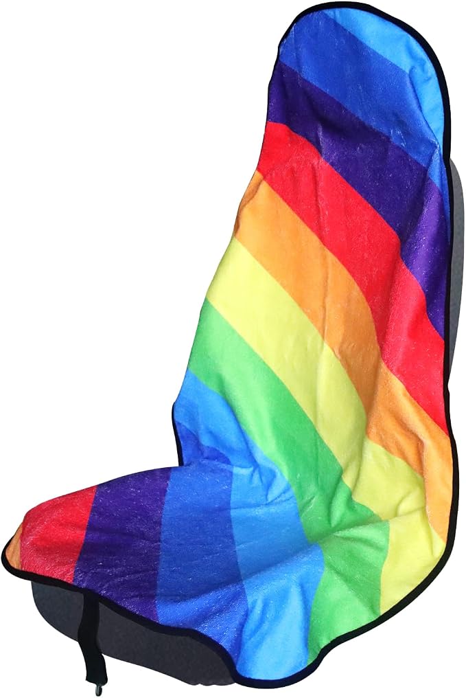 Sweat Towel Car Seat Cover Protector Front Seats for Gym Workout, Running, Swimming, Beach and Hiking, Waterproof Universal Seat Cover for Car, Trucks, Van & SUV (1, Rainbow, Front) by Unknown