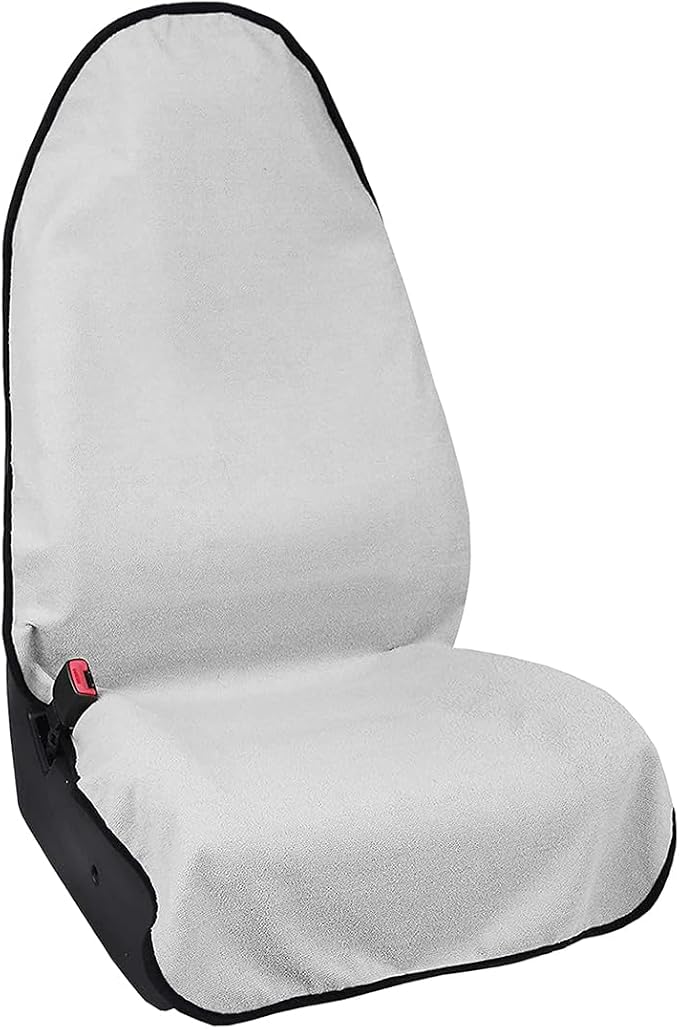 Osilly Car Seat Cover Towel Fabric, Anti-Slip White Front | Soft texture, granular backing, washable staff protection, easy cover adjustment, universal fit, car interior accessories by Osilly
