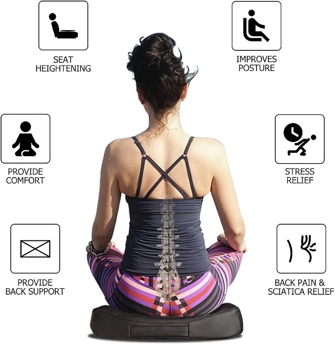 Car Memory Foam Heightening Front Seat Cushion for Short People Driving, Hip(Coccyx/Tailbone) and Lower Back Pain Relief Butt Pillows, Adult Booster Seat for Car. (Black) - Image 4
