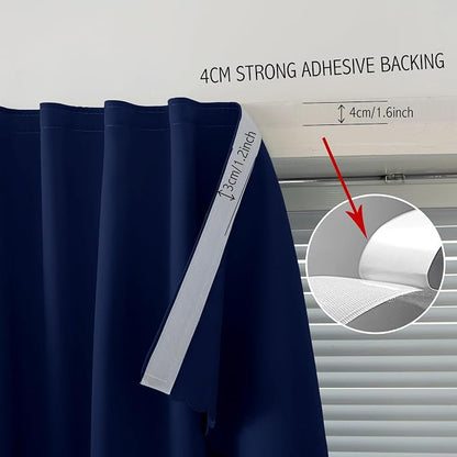 Self Adhesive Portable Blackout Curtains for Bedroom Easy to Install Window Thermal Lnsulated Kitchen Room Darkening Small Window Curtains, 47" W X 84" L, Navy Blue, 2 Panels - Image 7