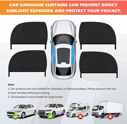 4PCS Zipper-Style Car Window Shades,Front/Rear Car Window Screens for Camping with Breathable Mesh,Upgraded Cars Shades for Side Windows for Privacy and Sun Protection - Image 7