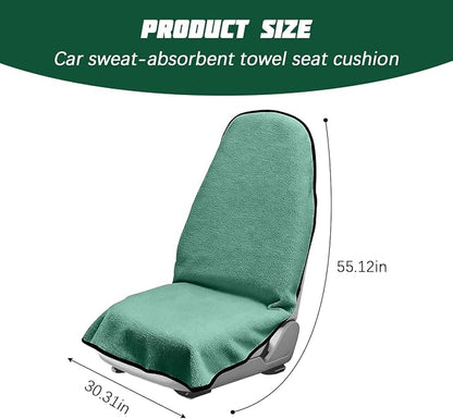 55.12 x 29.53 Inch Terry Cloth Car Seat Cover, Mint Green | absorbent surface, waterproof barrier, granular anti-slip backing, side-free profile, interior accessory - Image 2
