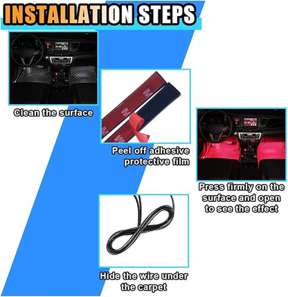 smilfuy Car LED Strip Light, USB Port Car Interior Decorative Lamp | 12V Under Dash Ambient Night Light, 24 LEDs RGB Neon Interior Atmosphere Lights, LED Ambient Lights for Car SUV, Red - Image 6