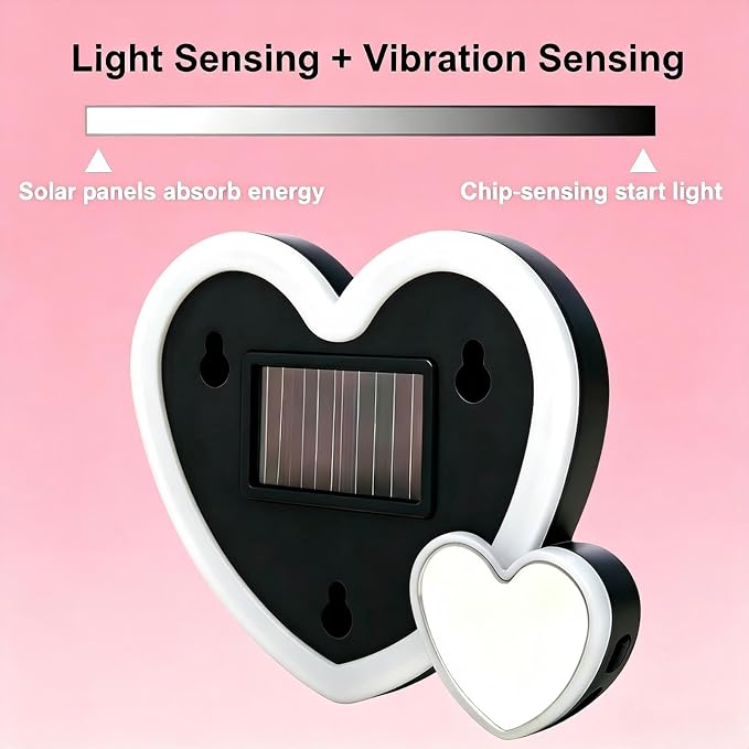 Rechargeable Solar-Powered Wireless Double-Heart LED Light for Car Decor | with 6 Lighting Modes and Vibration Sensor, Romantic Ambient Gift for Couples/Women/Men, Pink, 1 Pcs - Image 4