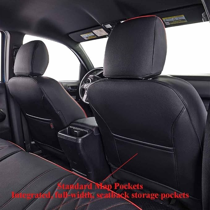 EKR Car Seat Covers for Subaru Forester &Hybrid 2025(NO Base),Full Set | Custom Fit for Subaru Forester &Hybrid 2025 (Not for Base)Glove-Like Fit,Airbag Compatible,Faux Leather(Black with Red Trim) - Image 3