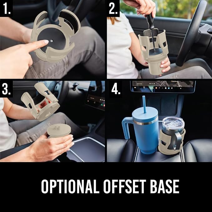 GORILLA GRIP Patent Pending Adjustable Car Cup Holder Expander, Keeps Water Bottle Secure, Expands to Fit 18 to 48 oz Large Bottles, Yeti, Owala, Stanley with Handle, Coffee Mug Insert for Cars, Tan - Image 8
