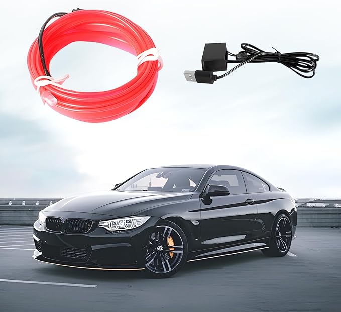 EL Wire Car LED Strip Lights, 10FT 5V USB Vehicle Ambient Lighting Kit with Fuse Protection, Automotive Interior Neon Decoration Lamp with 5mm Sewing Edge, Universal Fit (Pink) - Image 6