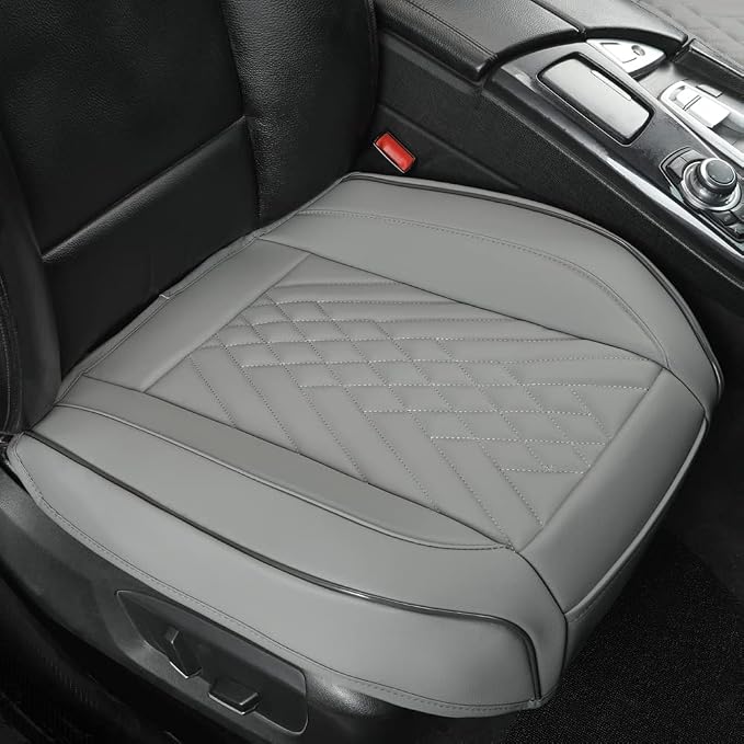 GIANT PANDA 1pack Front Car Seat Cover Bottom Seat Cover, PU Leather Driver Car Seat Protector Fits 95% of Vehicles, Wrapping Around The Bottom (Grey) by GIANTPANDA
