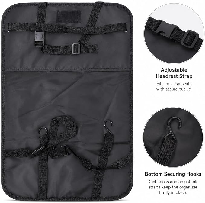 Car Back Seat Organizer with Foldable Laptop Tray, Waterproof Heavy-Duty 600D Oxford Car Seat Protector with Tablet Holder & Storage Pockets for Kids Travel, SUV, Truck & Family Road Trips - Image 8