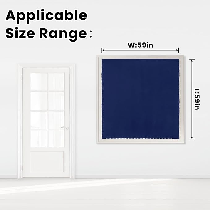 Self Adhesive Portable Blackout Curtains for Bedroom Easy to Install Window Thermal Lnsulated Kitchen Room Darkening Small Window Curtains, 59" W X 59" L, Navy Blue, 1 Panel - Image 7