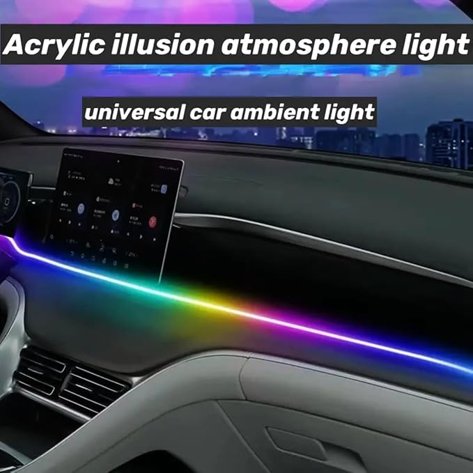 Interior Car Ambient Lighting Neon Kit for Center Console Dashboard Gap | 43.3 Inches, High Bright, RGB LED Ultrathin Acrylic Strip Lights, APP & Remote Control, USB interface, Music Sync, Universal - Image 9