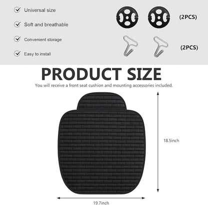 Car Seat Cover for Front Seats, Comfortable Linen Seats Cushion Pad Mat with Storage Pockets, Anti-Slip Breathable Bottom Front Seat Cover Protector for SUV Truck Van (Black) - Image 2