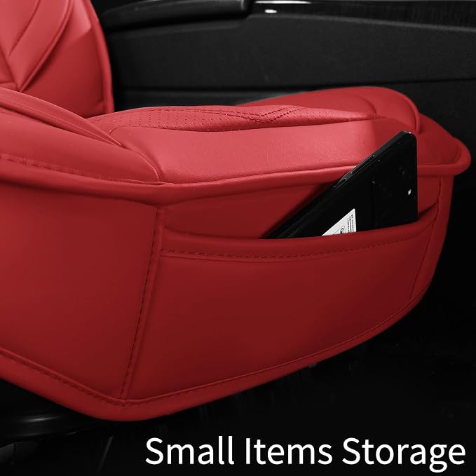 HChengkikz Car Seat Cover, Waterproof Faux Leather (Red) | Easy Maintenance, Airbag Compatible, Universal Fit For Most SUVs Trucks Pick-ups Sedans - Image 8